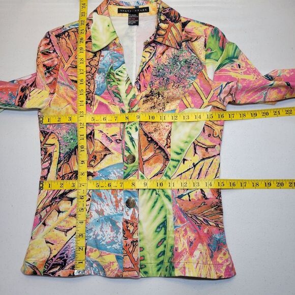 Yansi Fugel Colorful Women's Tropical Print Top or Lightweight Jacket Y2K - Picture 10 of 11